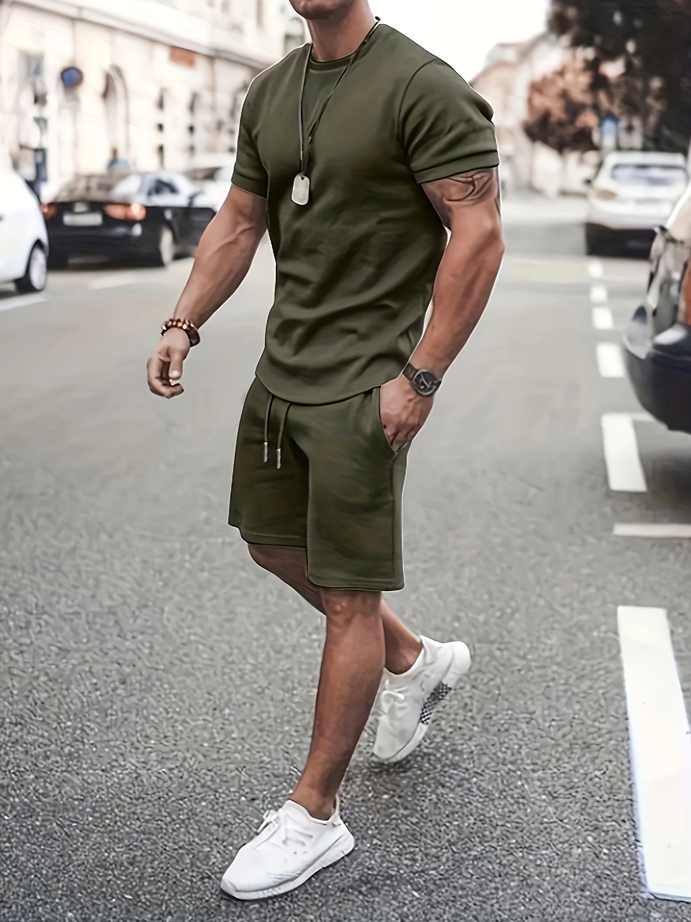 2-Teiler Sommeroutfit Herren – Muskelshirt & Shorts im Sportlichen Look