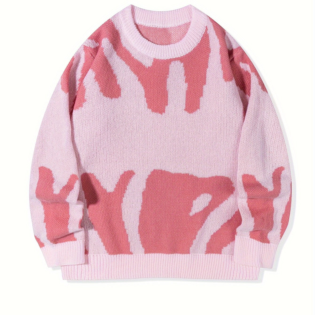 Knit Sweater Herren – K-Pop Style Pulli mit Print & Rundhals