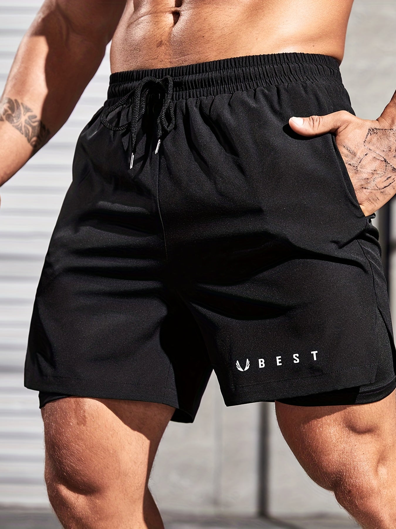 Doppellagige Herren Sport Shorts – Mit Kordel für Outdoor Aktivitäten