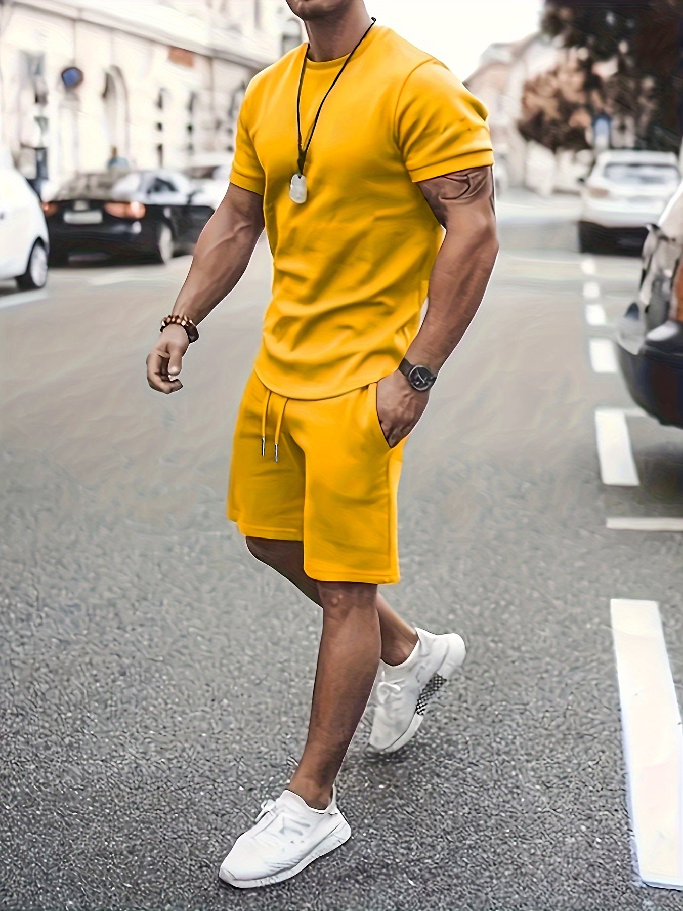 2-Teiler Sommeroutfit Herren – Muskelshirt & Shorts im Sportlichen Look