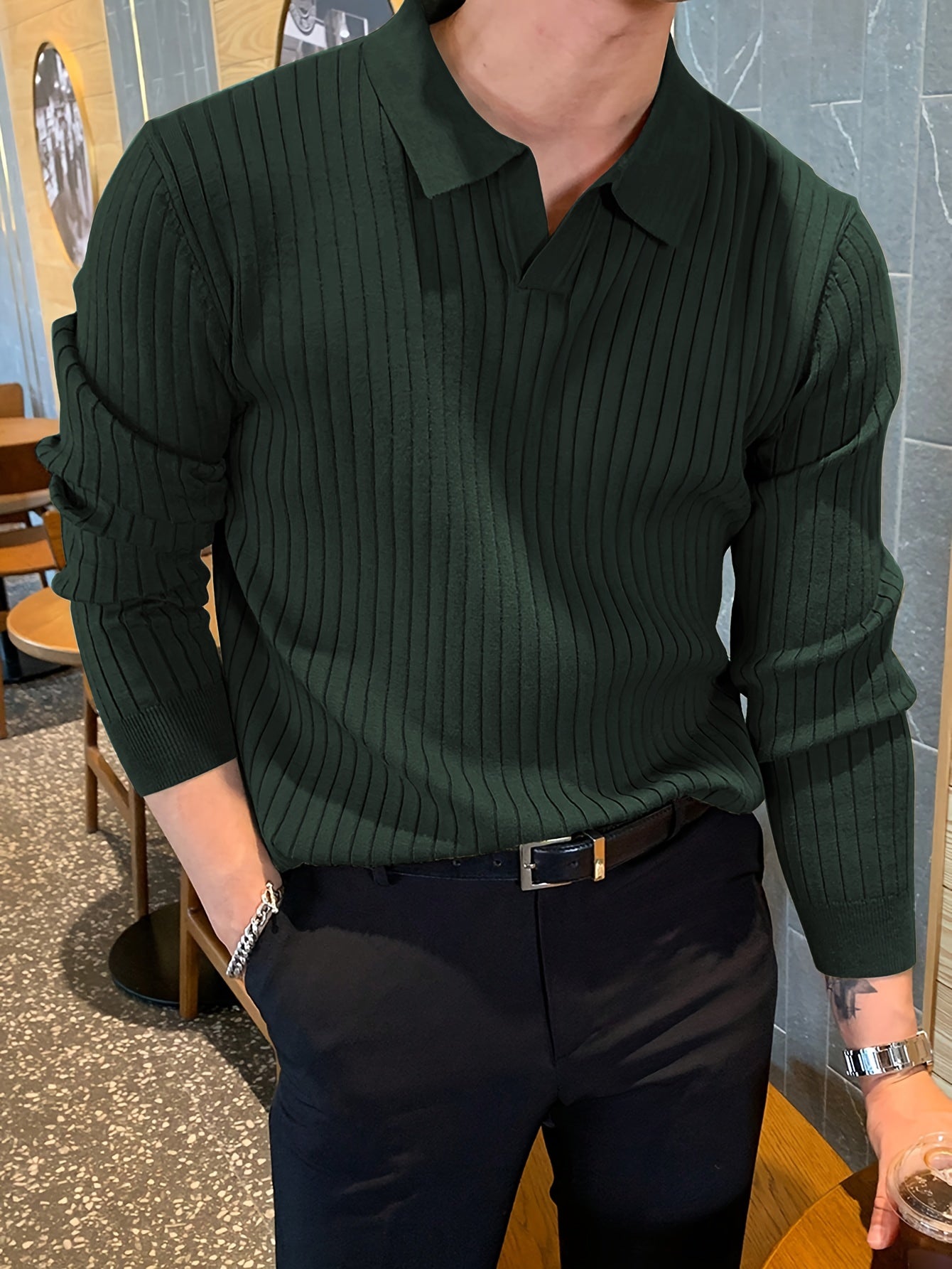 Stylischer Herren Pullover – V-Ausschnitt, Mittlerer Stretch, Herbst/Winter Look