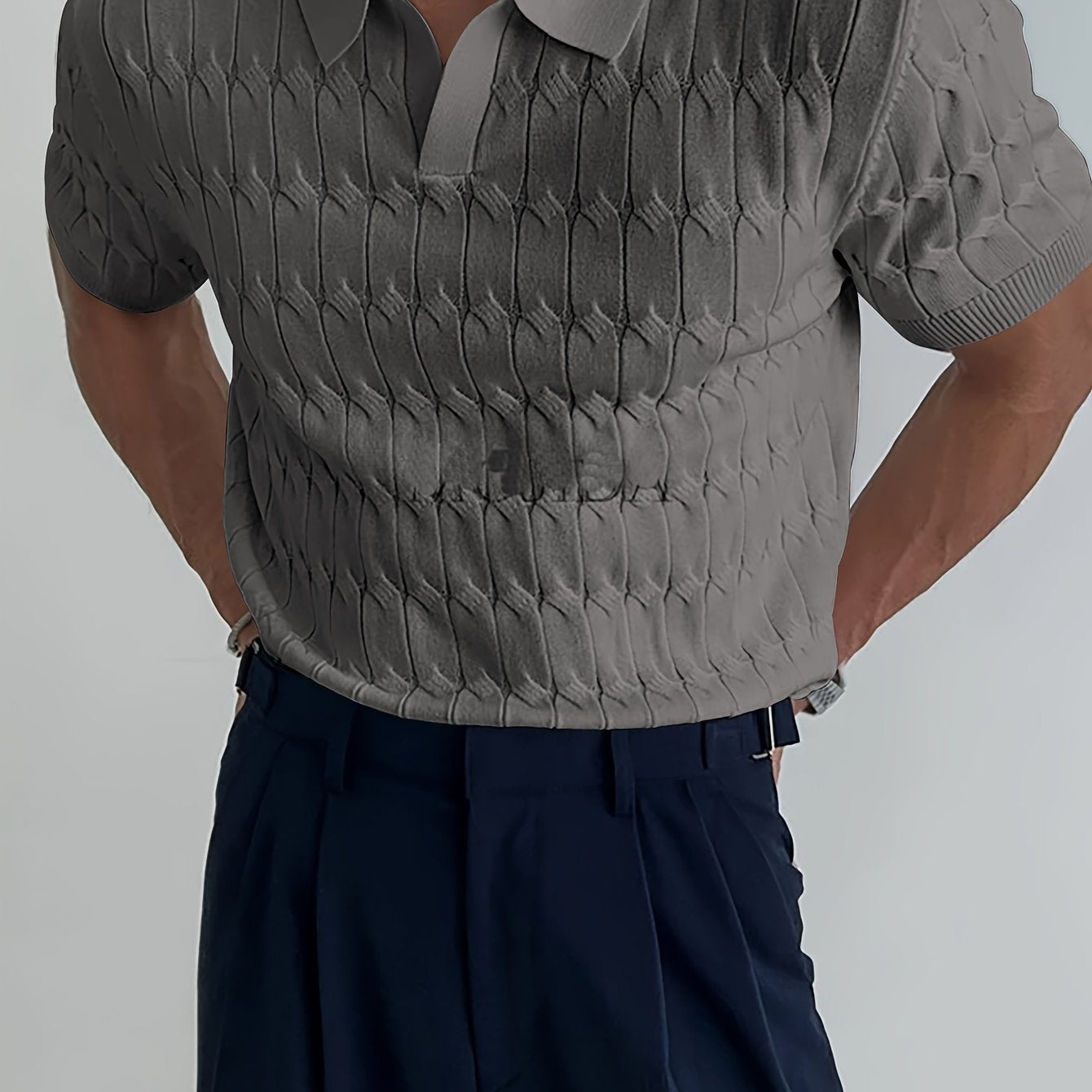 Klassischer Herrenstrick – Atmungsaktives Poloshirt mit Kragen