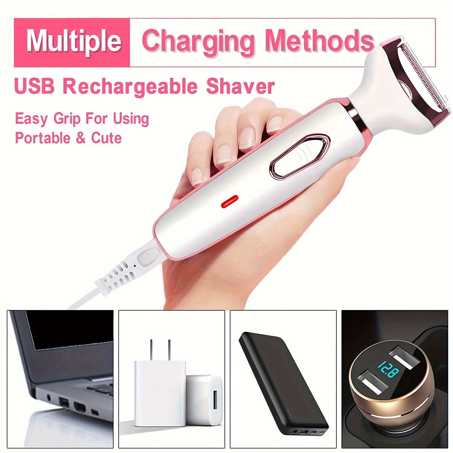 4-in-1 Damenrasierer Set – USB Ladbar & Sanft für Intimbereich, Gesicht & Beine