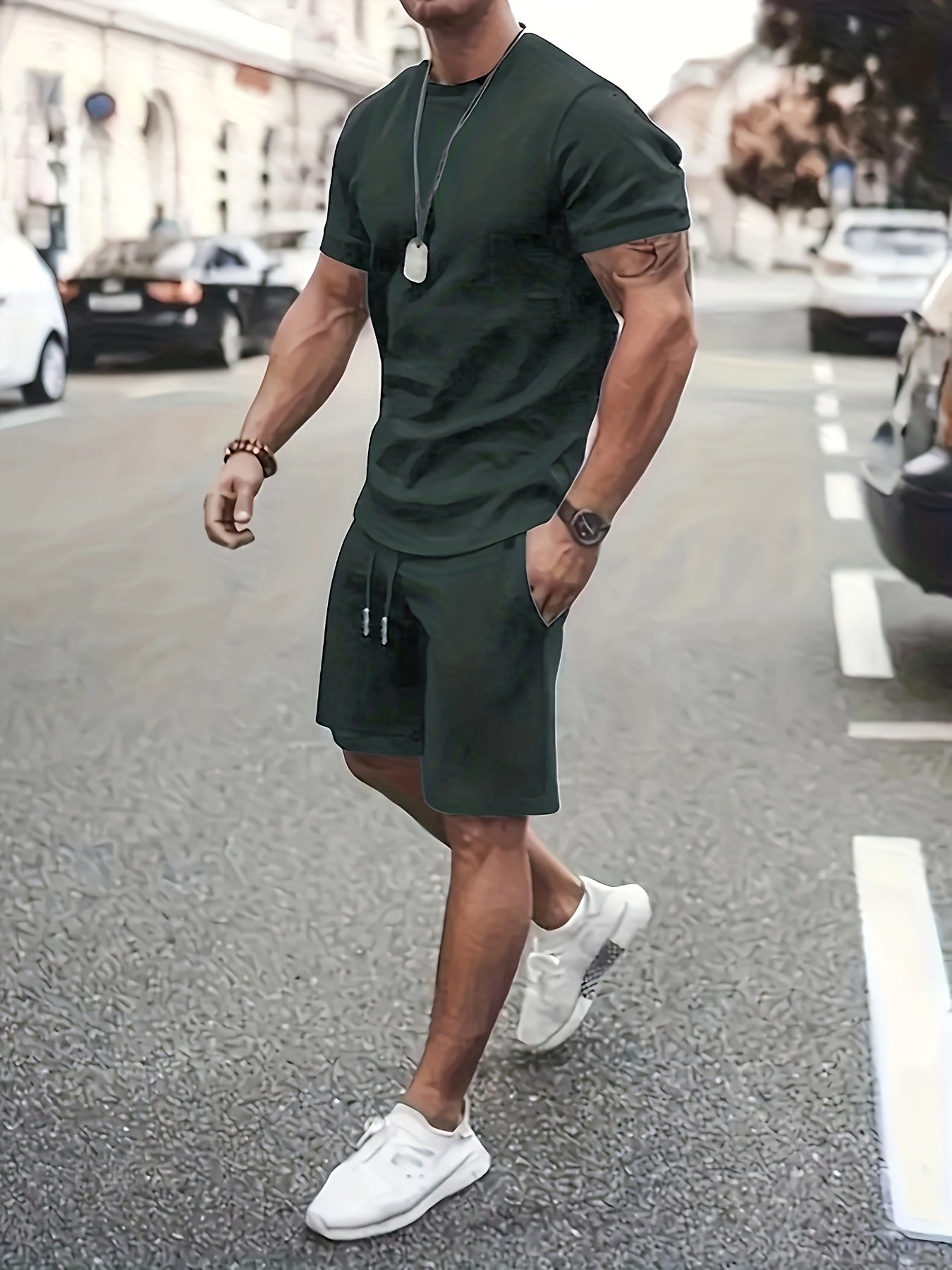 2-Teiler Sommeroutfit Herren – Muskelshirt & Shorts im Sportlichen Look