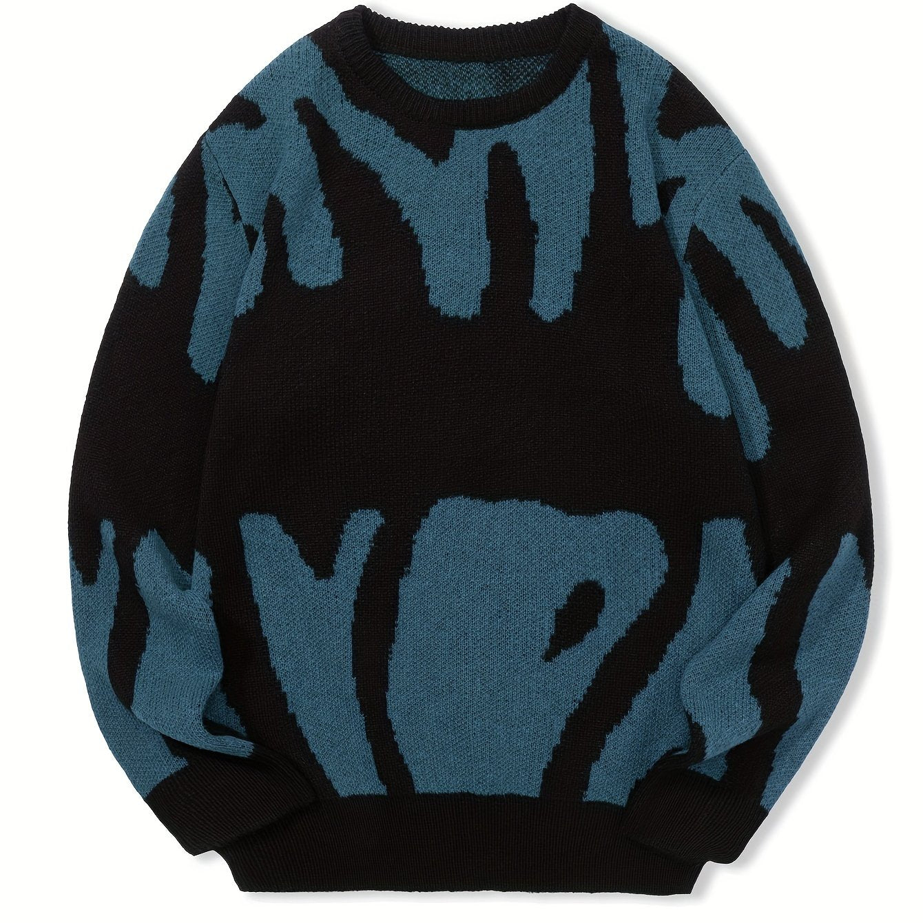 Knit Sweater Herren – K-Pop Style Pulli mit Print & Rundhals
