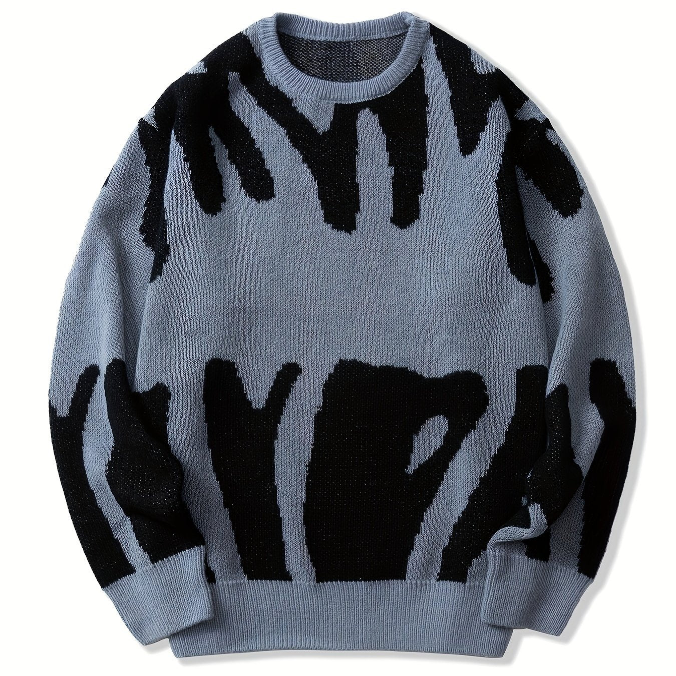 Knit Sweater Herren – K-Pop Style Pulli mit Print & Rundhals