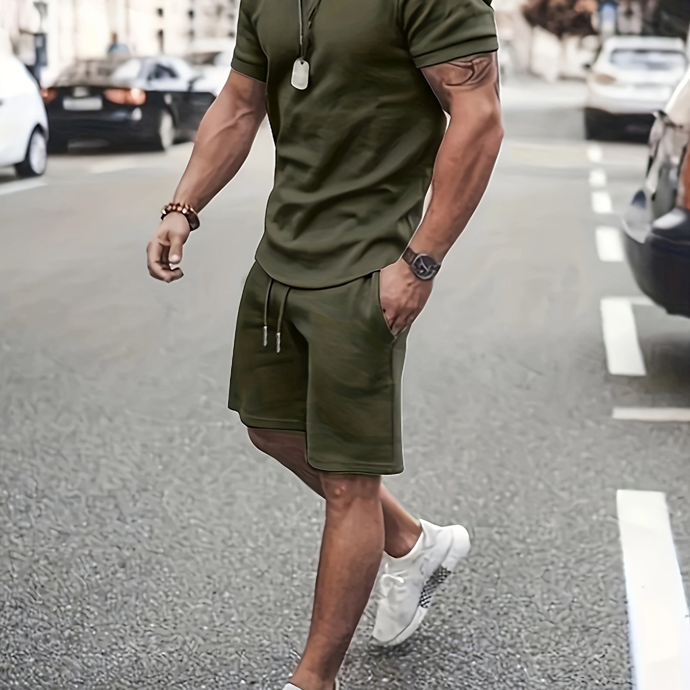 2-Teiler Sommeroutfit Herren – Muskelshirt & Shorts im Sportlichen Look
